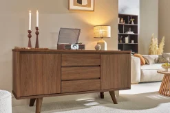 Miliboo Buffet-Buffet vintage en bois noyer 2 portes 3 tiroirs L160 cm FIFTIES