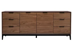 Miliboo Buffet-Buffet vintage finition bois foncé noyer et métal noir avec rangements L180 cm SARTO