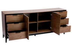 Miliboo Buffet-Buffet vintage finition bois foncé noyer et métal noir avec rangements L180 cm SARTO