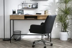 Miliboo Bureau Design-Bureau à rangements industriel bois manguier massif et métal noir L118 cm YPSTER