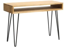 Miliboo Bureau Design|Console-Bureau avec rangement en bois manguier massif et métal noir L116 cm VIBES