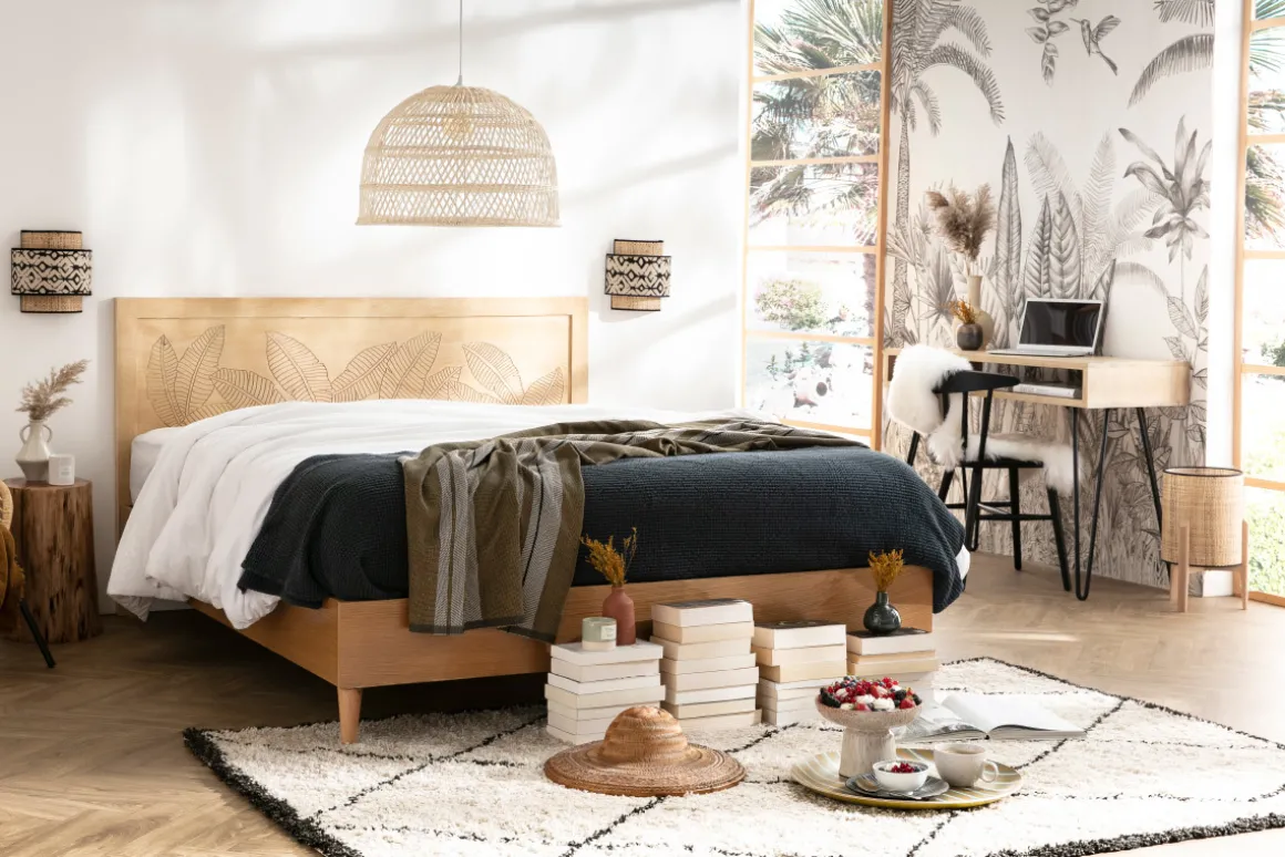 Miliboo Bureau Design|Console-Bureau avec rangement en bois manguier massif et métal noir L116 cm VIBES