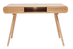 Miliboo Bureau Design-Bureau avec rangement vintage en bois clair et cannage L120 cm OLYMPE
