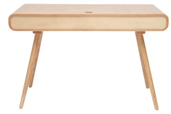 Miliboo Bureau Design-Bureau avec rangement vintage en bois clair et cannage L120 cm OLYMPE