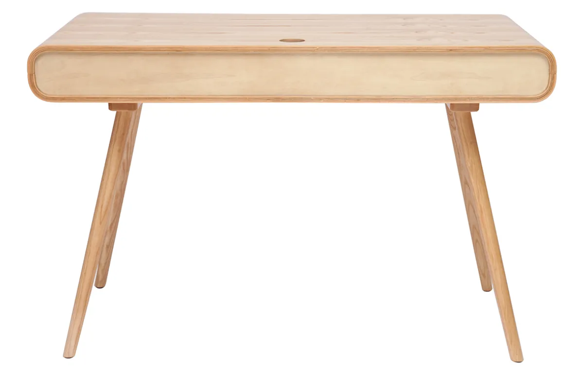 Miliboo Bureau Design-Bureau avec rangement vintage en bois clair et cannage L120 cm OLYMPE