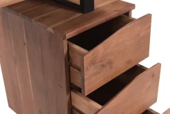 Miliboo Bureau Design-Bureau avec rangements 3 tiroirs industriel bois massif et métal noir L130 cm HORACE