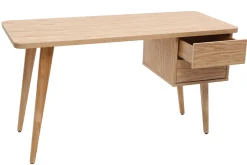 Miliboo Bureau Design-Bureau avec rangements 2 tiroirs scandinave bois clair chêne L140 cm FIFTIES