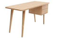 Miliboo Bureau Design-Bureau avec rangements 2 tiroirs scandinave bois clair chêne L140 cm FIFTIES
