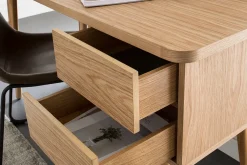Miliboo Bureau Design-Bureau avec rangements 2 tiroirs scandinave bois clair chêne L140 cm FIFTIES