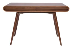 Miliboo Bureau Design-Bureau avec rangements 2 tiroirs vintage bois foncé noyer L120 cm BJORG