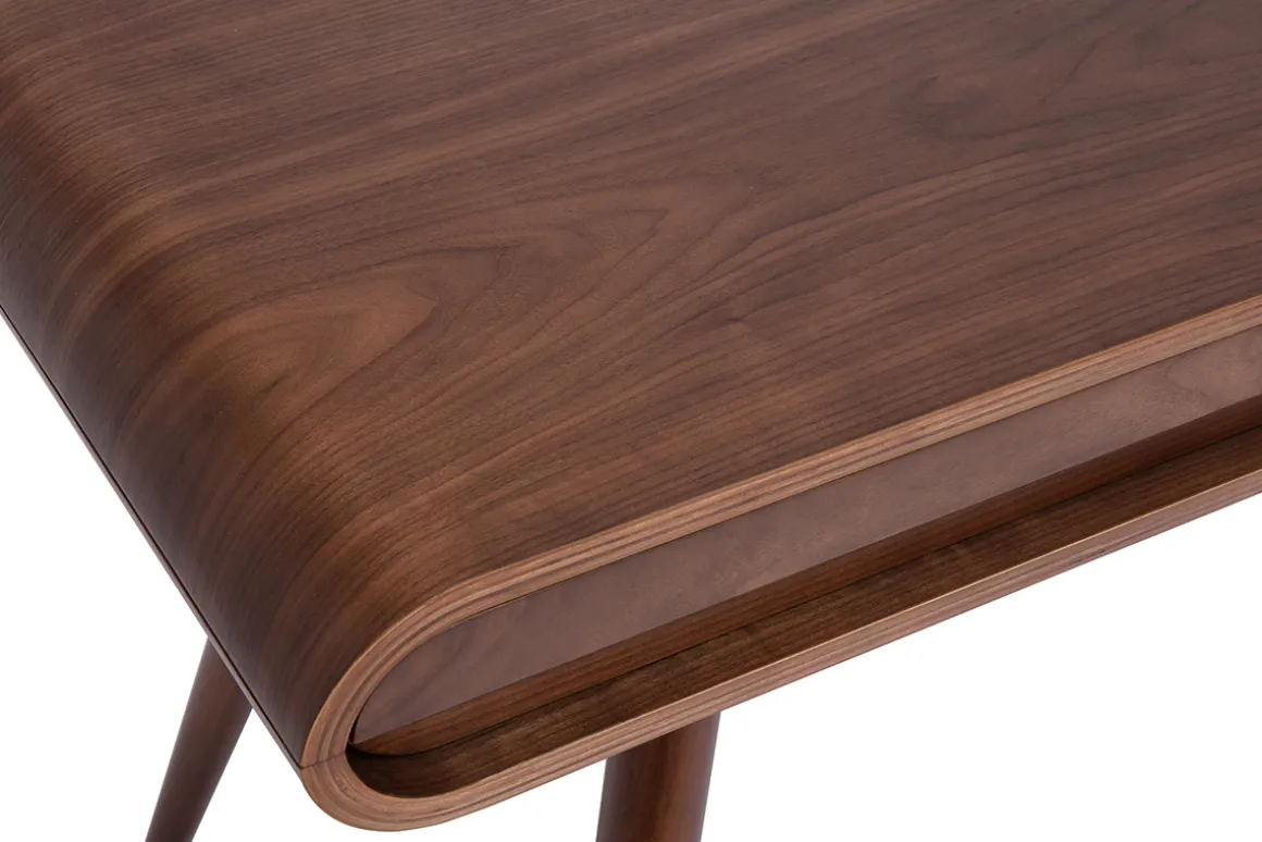 Miliboo Bureau Design-Bureau avec rangements 2 tiroirs vintage bois foncé noyer L120 cm BJORG