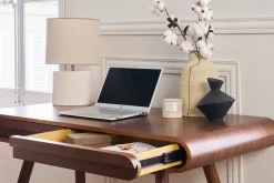 Miliboo Bureau Design-Bureau avec rangements 2 tiroirs vintage bois foncé noyer L120 cm BJORG