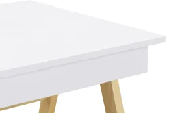 Miliboo Bureau Design-Bureau avec rangements 2 tiroirs scandinave blanc et bois clair chêne L120 cm BROOK