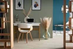 Miliboo Bureau Design-Bureau avec rangements 2 tiroirs scandinave blanc et bois clair chêne L120 cm BROOK