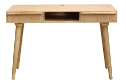 Miliboo Bureau Design-Bureau avec rangements 2 tiroirs ethnique bois manguier massif gravé L120 cm KAFFIR