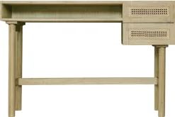 Miliboo Bureau Design-Bureau avec rangements 2 tiroirs bois clair et cannage rotin L120 cm GALINA