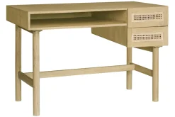 Miliboo Bureau Design-Bureau avec rangements 2 tiroirs bois clair et cannage rotin L120 cm GALINA