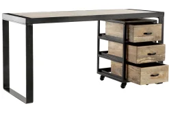 Miliboo Bureau Design-Bureau avec rangements 3 tiroirs industriel bois manguier massif et métal noir L156 cm INDUSTRIA
