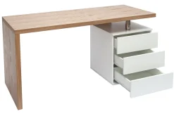 Miliboo Bureau Design-Bureau avec rangements 3 tiroirs design bois clair chêne et blanc L140 cm CALIX