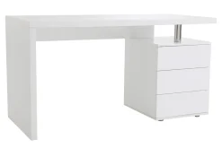 Miliboo Bureau Design-Bureau avec rangements 3 tiroirs design blanc laqué brillant L140 cm CALIX