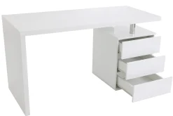 Miliboo Bureau Design-Bureau avec rangements 3 tiroirs design blanc laqué brillant L140 cm CALIX