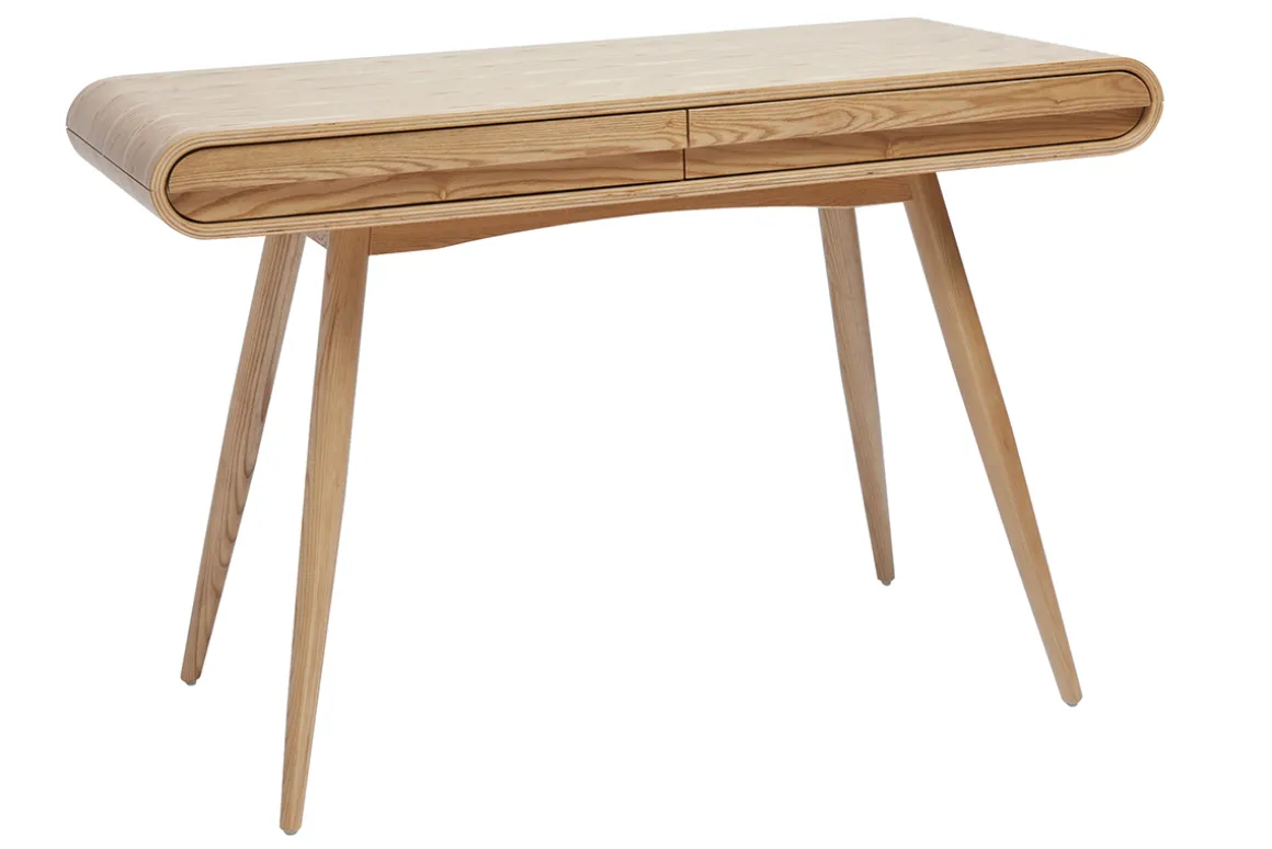 Miliboo Bureau Design-Bureau avec rangements 2 tiroirs scandinave bois clair L120 cm BJORG