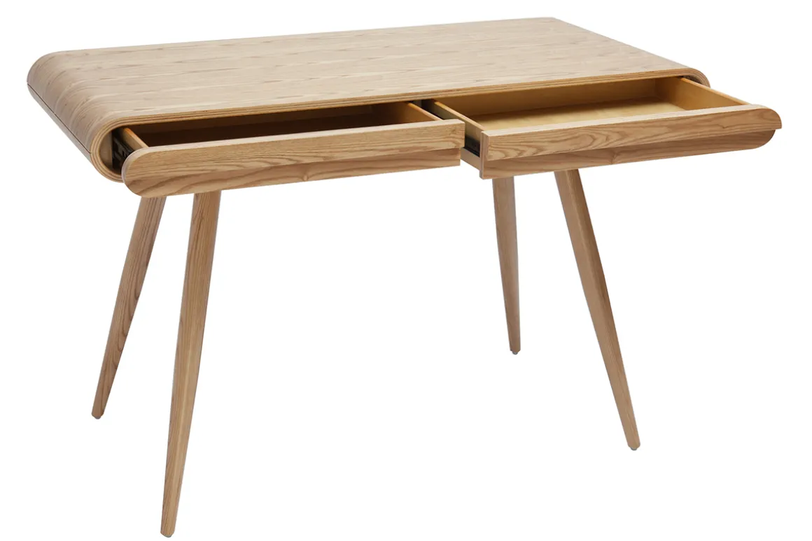 Miliboo Bureau Design-Bureau avec rangements 2 tiroirs scandinave bois clair L120 cm BJORG