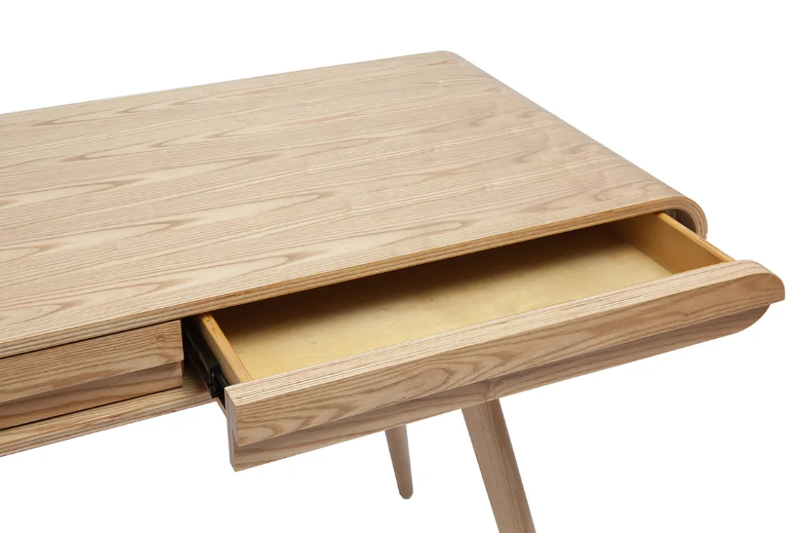 Miliboo Bureau Design-Bureau avec rangements 2 tiroirs scandinave bois clair L120 cm BJORG