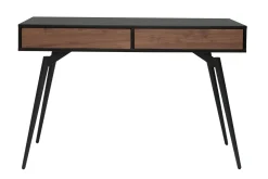 Miliboo Bureau Design-Bureau avec rangements 2 tiroirs design noir mat et bois foncé noyer L120 cm TRIPOLI