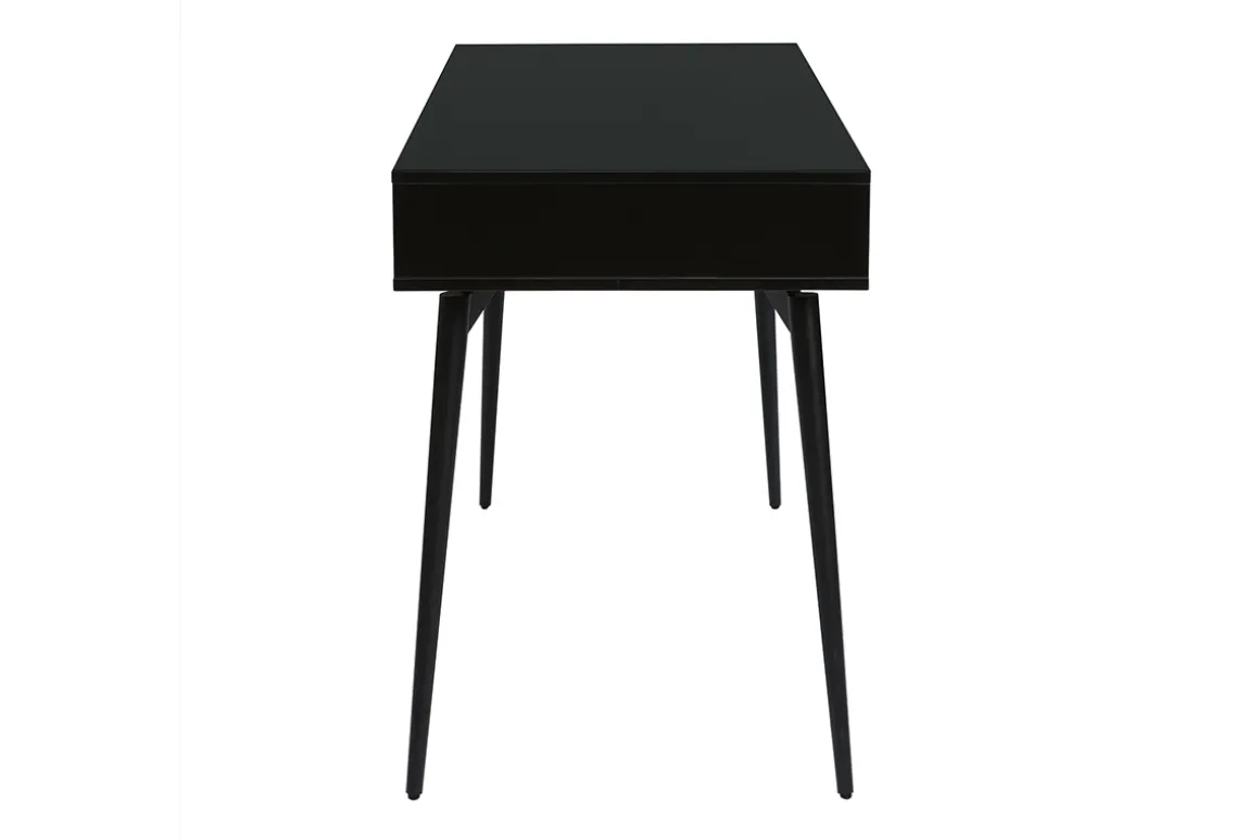 Miliboo Bureau Design-Bureau avec rangements 2 tiroirs design noir mat et bois foncé noyer L120 cm TRIPOLI