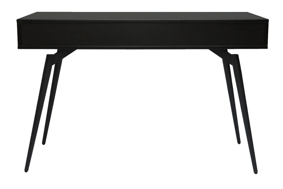 Miliboo Bureau Design-Bureau avec rangements 2 tiroirs design noir mat et bois foncé noyer L120 cm TRIPOLI