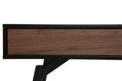 Miliboo Bureau Design-Bureau avec rangements 2 tiroirs design noir mat et bois foncé noyer L120 cm TRIPOLI