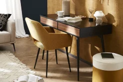 Miliboo Bureau Design-Bureau avec rangements 2 tiroirs design noir mat et bois foncé noyer L120 cm TRIPOLI