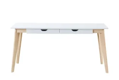 Miliboo Bureau Design-Bureau avec rangements 2 tiroirs scandinave blanc et bois clair L160 LEENA