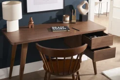 Miliboo Bureau Design-Bureau avec rangements 2 tiroirs bois foncé noyer L140 cm FIFTIES