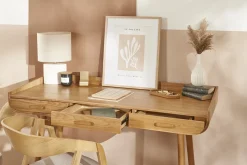 Miliboo Bureau Design-Bureau avec rangements 3 tiroirs scandinave bois clair L132 cm HALLEN