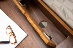 Miliboo Bureau Design-Bureau avec rangements 3 tiroirs vintage bois foncé noyer L132 cm HALLEN