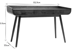 Miliboo Bureau Design-Bureau avec rangements 3 tiroirs vintage bois foncé noyer L132 cm HALLEN