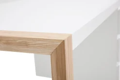 Miliboo Bureau Design-Bureau avec rangements 3 tiroirs scandinave blanc mat et bois clair frêne massif L130 cm ARMEL