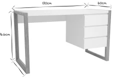 Miliboo Bureau Design-Bureau avec rangements 3 tiroirs scandinave blanc mat et bois clair frêne massif L130 cm ARMEL