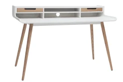 Miliboo Bureau Design-Bureau avec rangements scandinave blanc et bois clair L140 cm OPUS