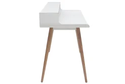 Miliboo Bureau Design-Bureau avec rangements scandinave blanc et bois clair L140 cm OPUS