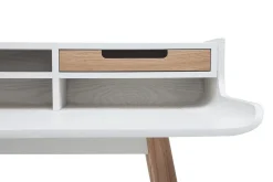 Miliboo Bureau Design-Bureau avec rangements scandinave blanc et bois clair L140 cm OPUS