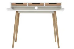 Miliboo Bureau Design-Bureau avec rangements scandinave bois clair et blanc L110 cm OPUS
