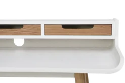 Miliboo Bureau Design-Bureau avec rangements scandinave bois clair et blanc L110 cm OPUS