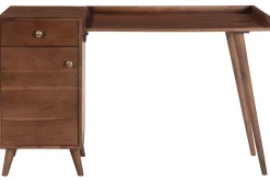 Miliboo Bureau Design-Bureau avec rangements vintage bois massif et métal doré L130 cm ROBY