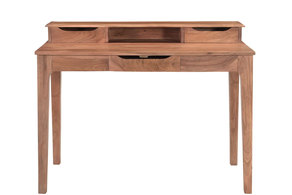 Miliboo Bureau Design-Bureau avec rangements vintage bois massif L115 cm GARY