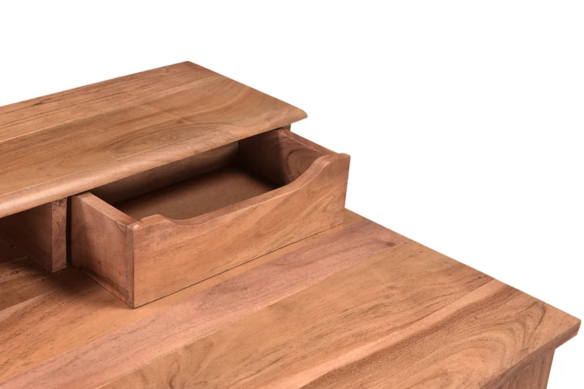 Miliboo Bureau Design-Bureau avec rangements vintage bois massif L115 cm GARY