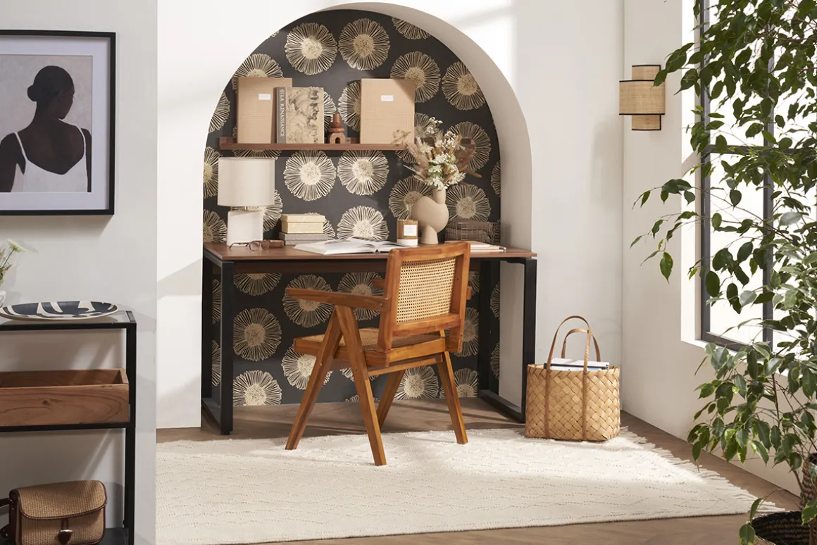 Miliboo Bureau Design-Bureau bois foncé et métal noir L138 cm OPAL