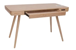 Miliboo Bureau Design-Bureau connecté multimédia avec tiroir bois clair massif L120 cm CLEVER